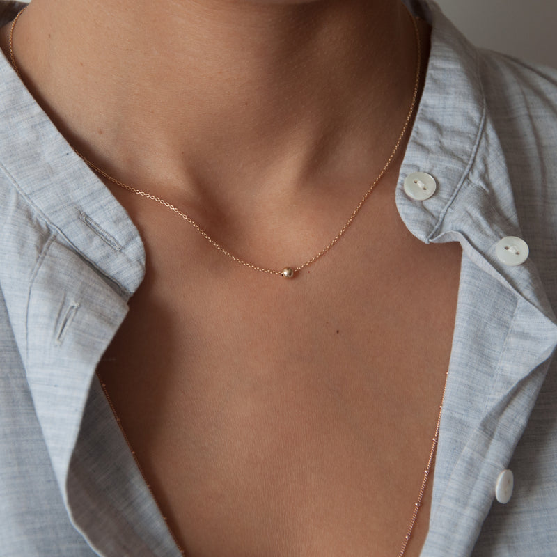 Minimalist Ball Necklace in 14k Gold - Vivien Frank Designs