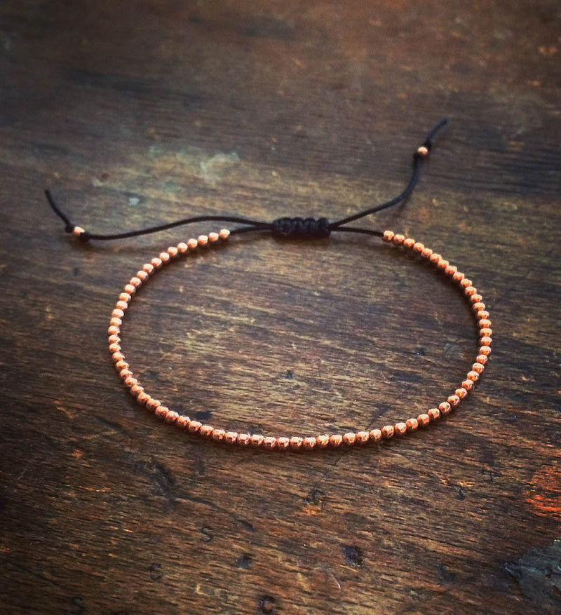 14k solid gold beaded bracelet - Vivien Frank Designs