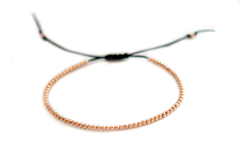 14k solid gold beaded bracelet - Vivien Frank Designs