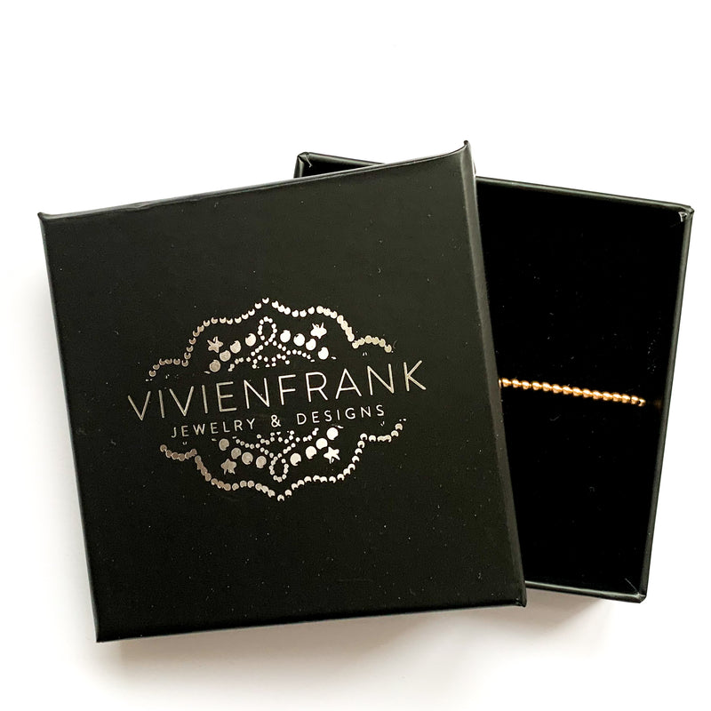 Delicate 14k solid Rose Gold beaded bracelet - Vivien Frank Designs