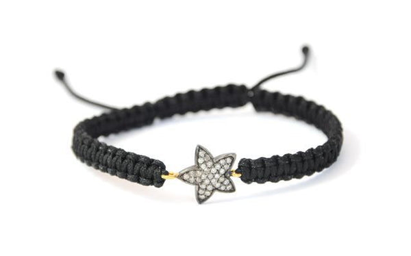 Macrame pave diamond flower bracelet - Vivien Frank Designs