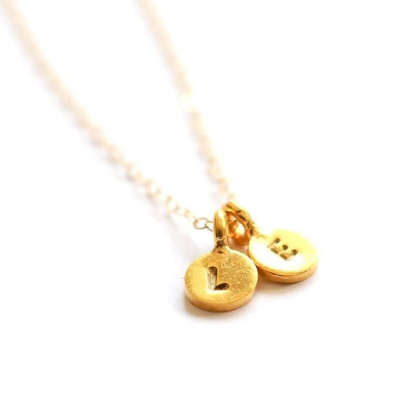 Tiny initial necklace - Two charms - Vivien Frank Designs