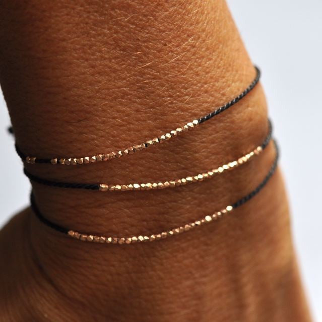 Delicate Rose gold silk bracelet - Vivien Frank Designs