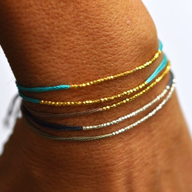 Turquoise with Gold friendship bracelet - Vivien Frank Designs