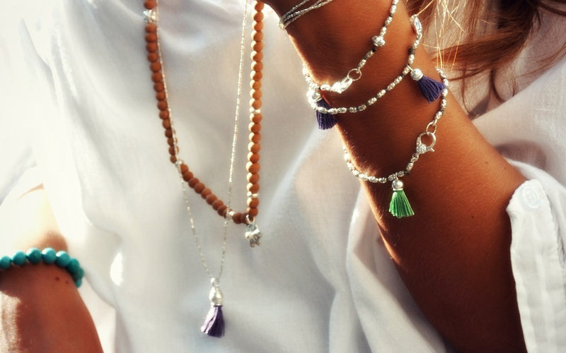 Long Silver tassel necklace - Vivien Frank Designs