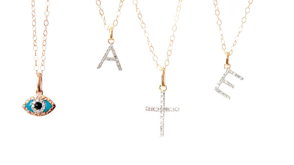 14k solid Gold diamond Cross pendant - Vivien Frank Designs