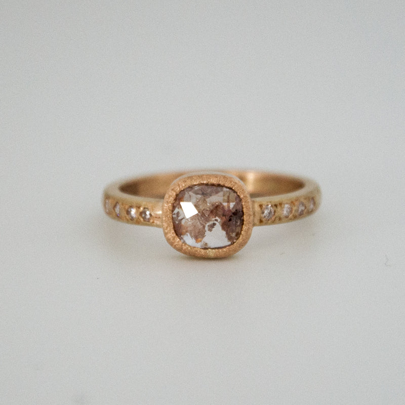 Natural Rose Cut Diamond Ring - red - Vivien Frank Designs