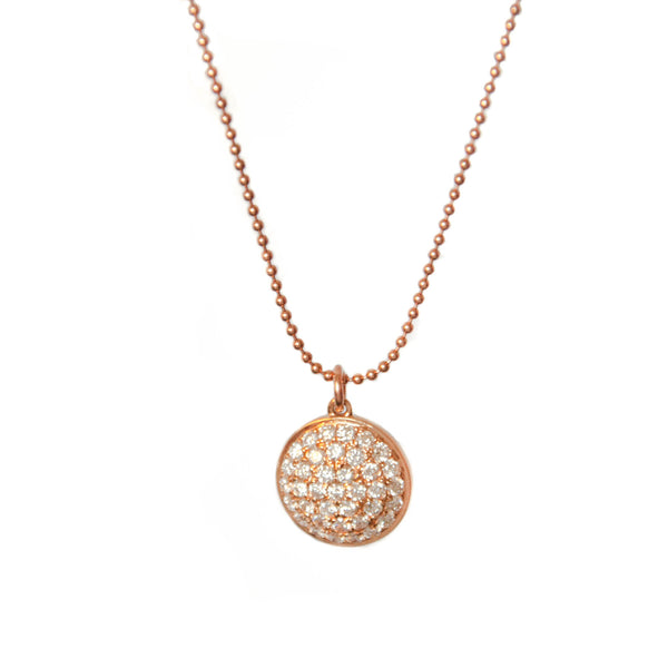 Diamond Disc Necklace 14k solid Rose gold - Vivien Frank Designs