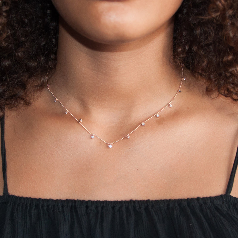 Diamond Droplet necklace in 18k gold - Vivien Frank Designs