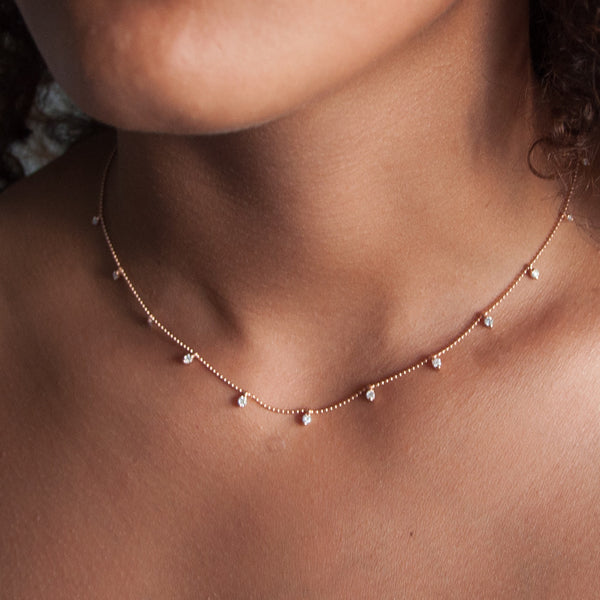 Diamond Droplet necklace in 18k gold - Vivien Frank Designs