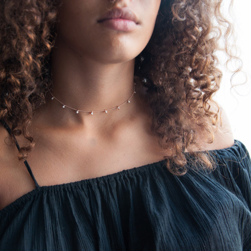 Diamond Droplet necklace in 18k gold - Vivien Frank Designs