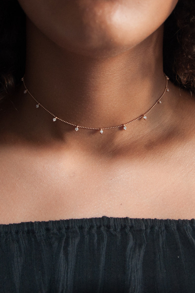 Diamond Droplet necklace in 18k gold - Vivien Frank Designs