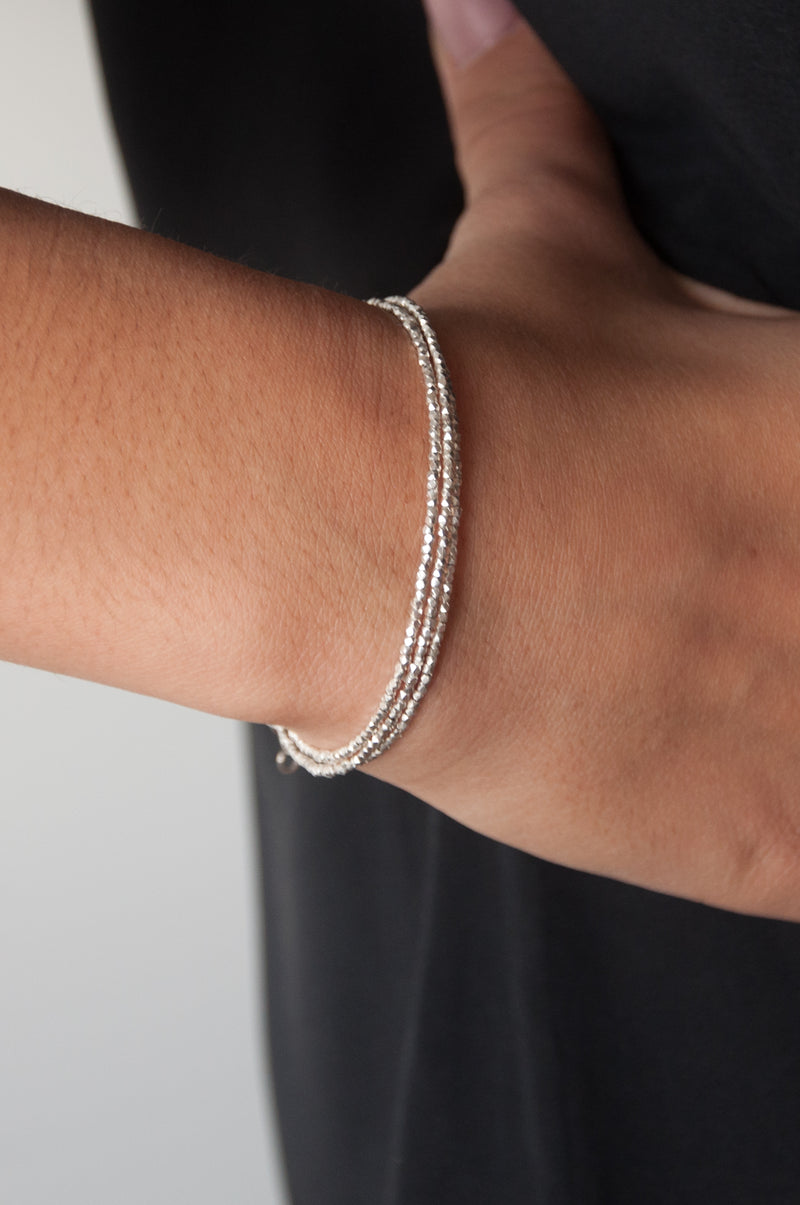 Silver Wrap Essential Bracelet - Silver Bead Bracelet - Vivien Frank Designs