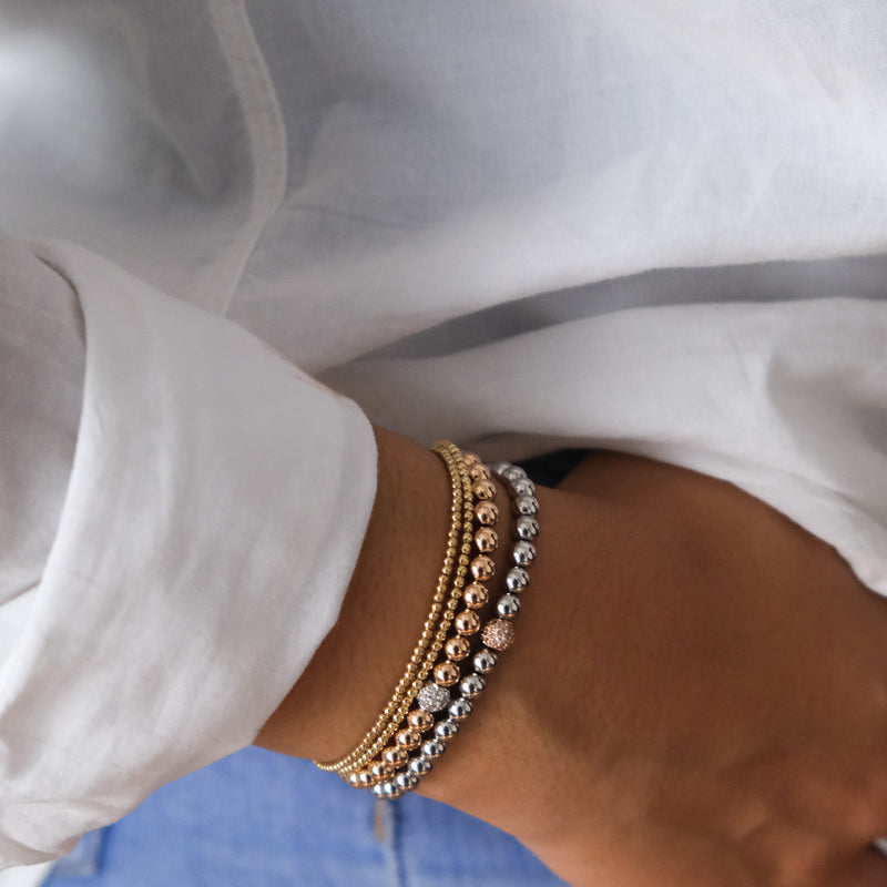 High Gloss Bead Bracelet | Bead Station Bracelet | Gold Beaded Bracelet