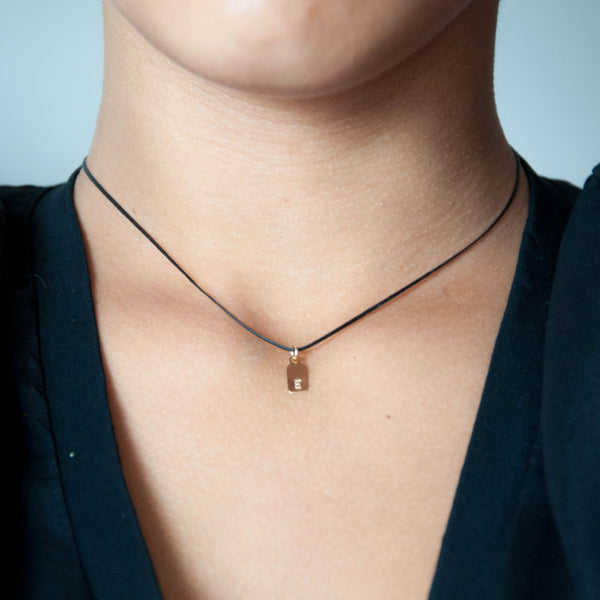 Dainty Tag Necklace in 14k solid gold - Vivien Frank Designs