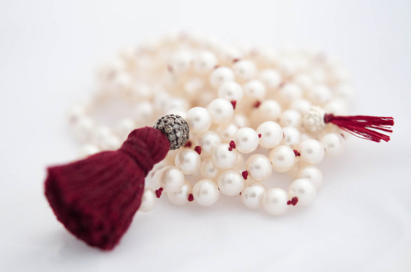 Long Necklace with Pearls and diamond - Vivien Frank Designs