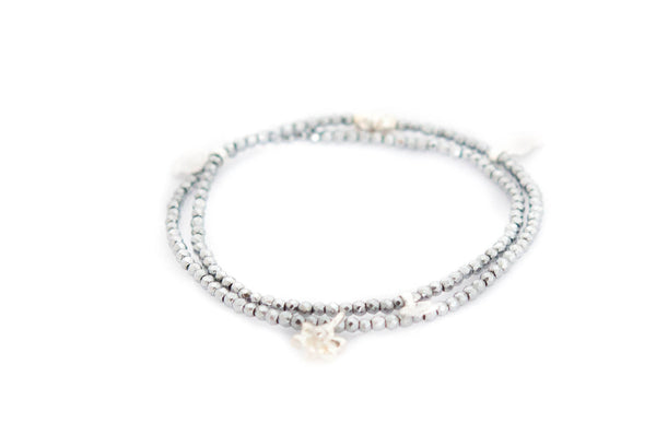 Silver Hematite double wrap bracelet - Vivien Frank Designs