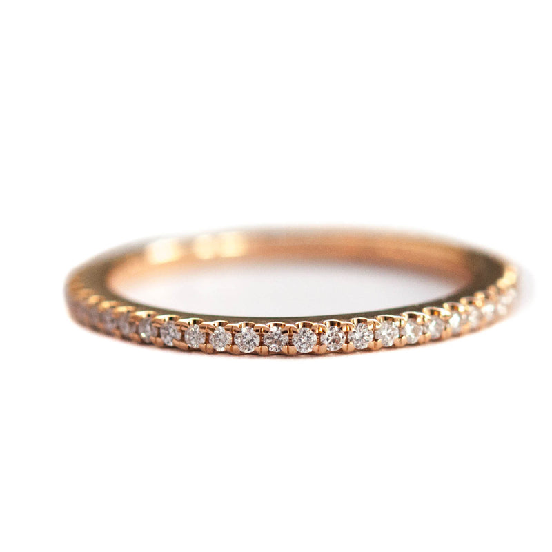 White Diamond Eternity Band in 18k Rose Gold - Vivien Frank Designs