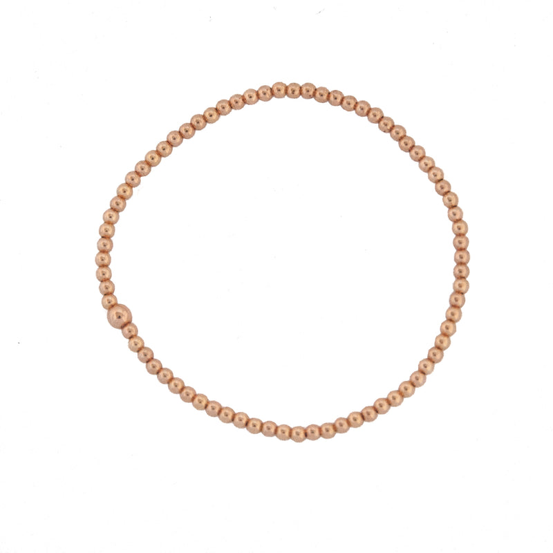 14k Gold Bead Bracelet - stretch elastic - Vivien Frank Designs