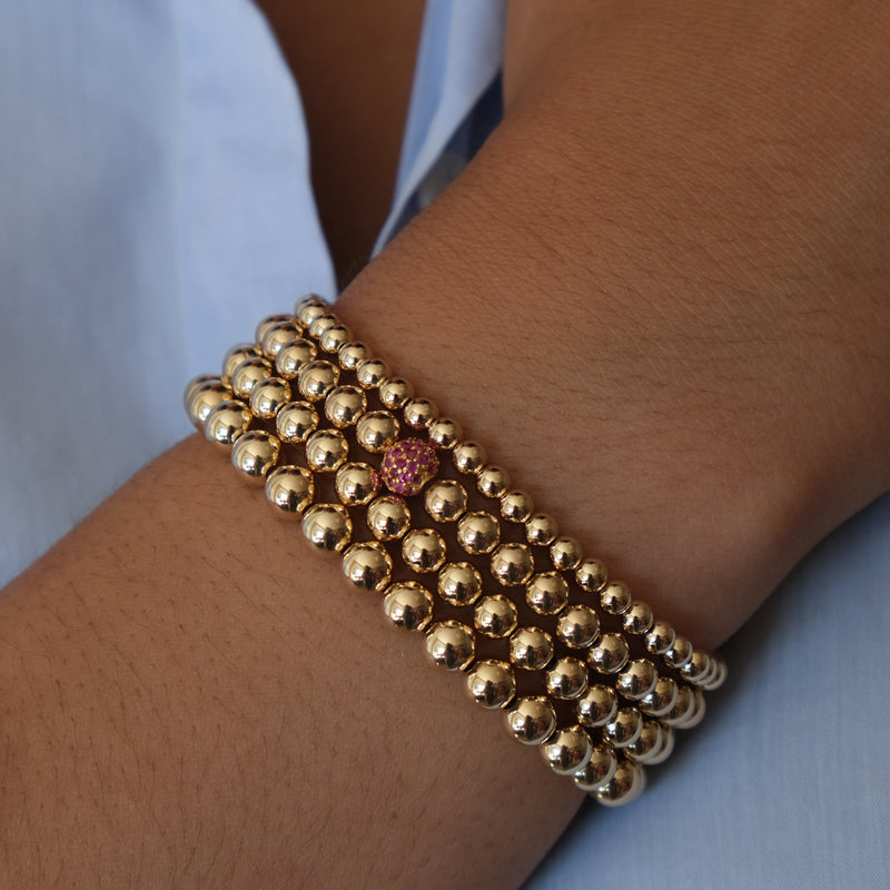 Ruby Ball Bracelet in 14k