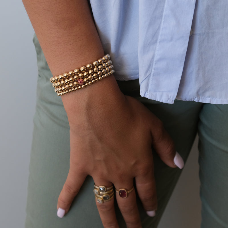 Ruby Ball Bracelet in 14k