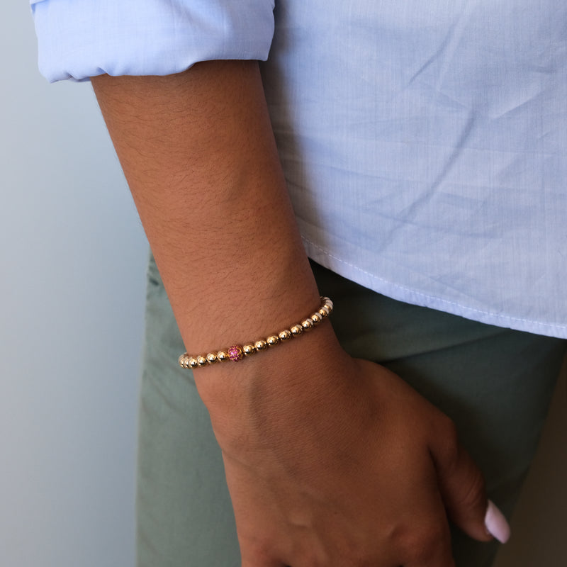 Ruby Ball Bracelet in 14k