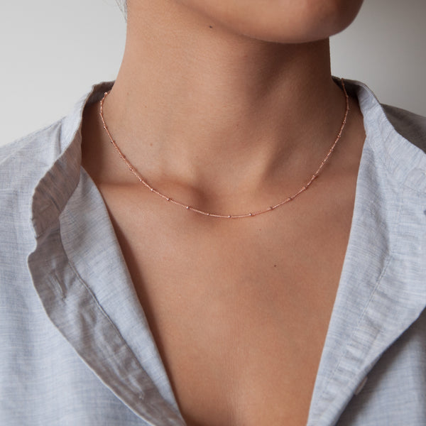 14k Gold beaded Satellite chain - Vivien Frank Designs