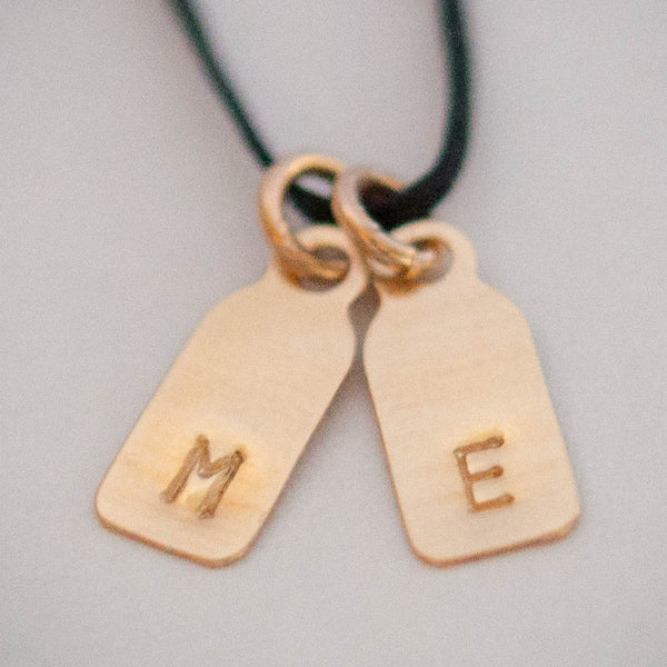 Dainty Tag Necklace in 14k solid gold - Vivien Frank Designs