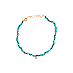Turquoise knotted diamond charm bracelet - Vivien Frank Designs