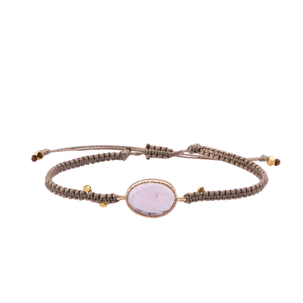 Light Pink Tourmaline Macrame Bracelet - Vivien Frank Designs