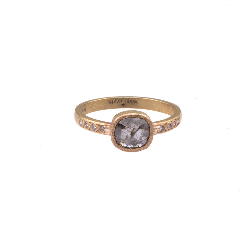 Natural Rose Cut Diamond Ring - Black - Vivien Frank Designs