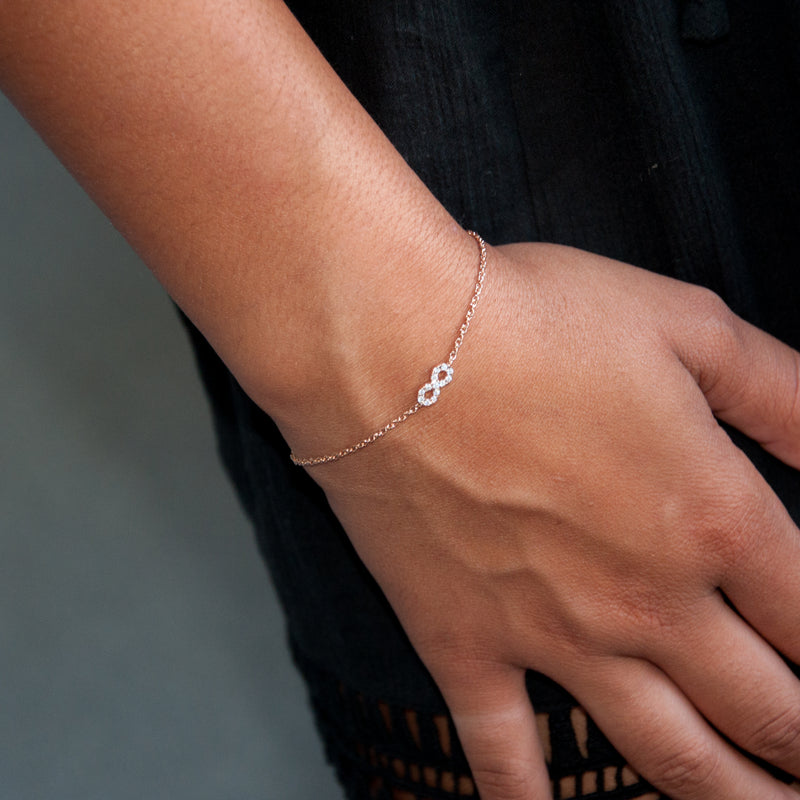 Diamond Infinity Bracelet adjustable gold chain - Vivien Frank Designs