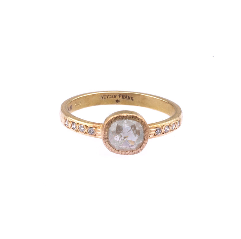 Natural Rose Cut Diamond Ring - Grey - Vivien Frank Designs