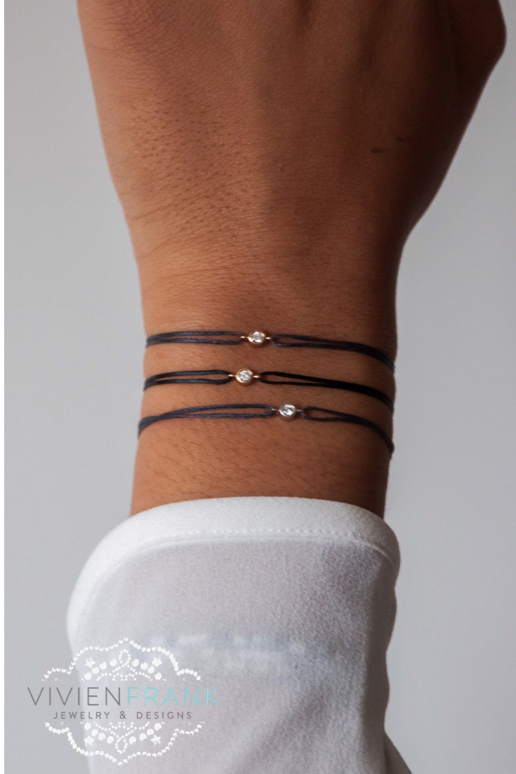 Diamond Solitaire Gold Bracelet - Vivien Frank Designs