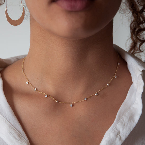 Floating Diamond Bezel Necklace - Vivien Frank Designs