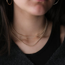 14k sold gold beaded necklace vivien frank jewelry