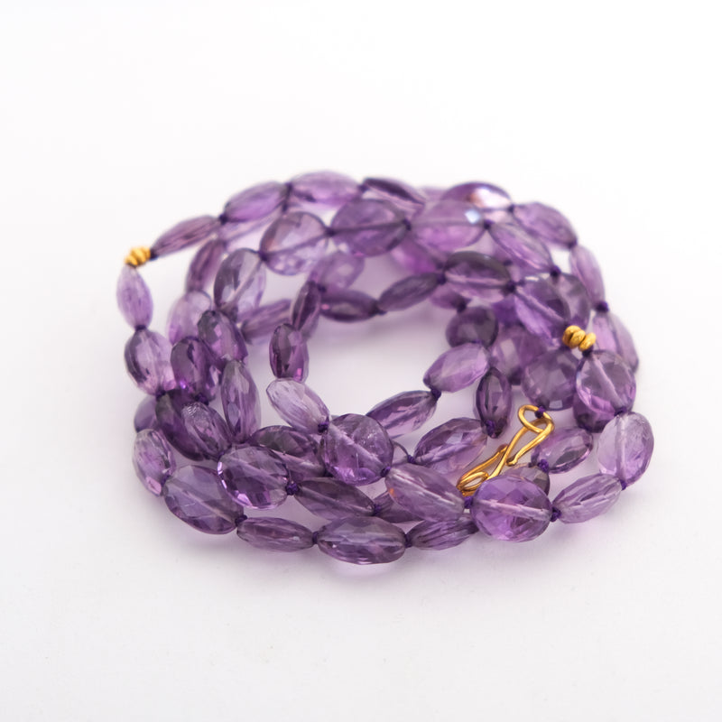18k gold long Amethyst necklace