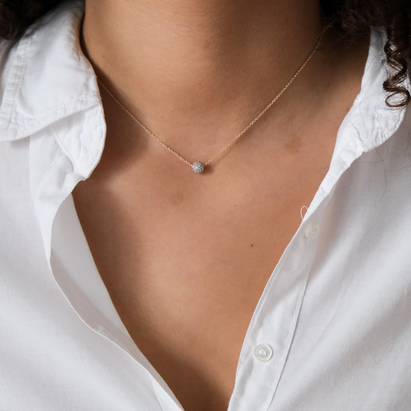 Pavé Ball Necklace in 14k gold