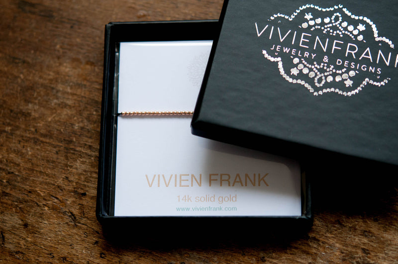14k solid gold beaded bracelet - Vivien Frank Designs