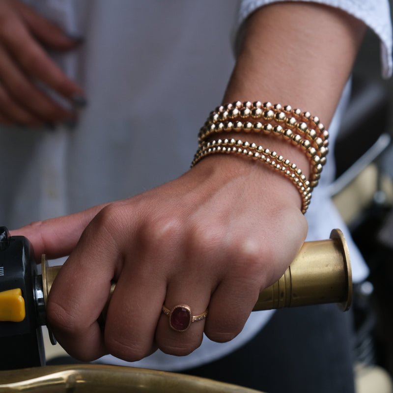 Gold Beaded Bracelet - White Gold/Silver