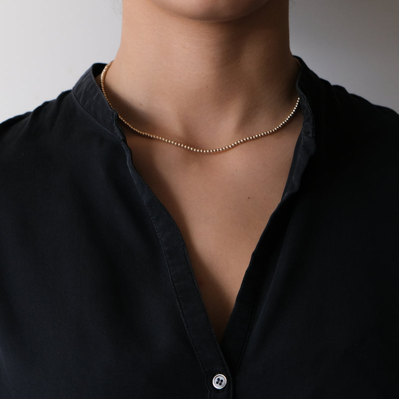 Gold Beaded Ball Necklace - Vivien Frank Designs
