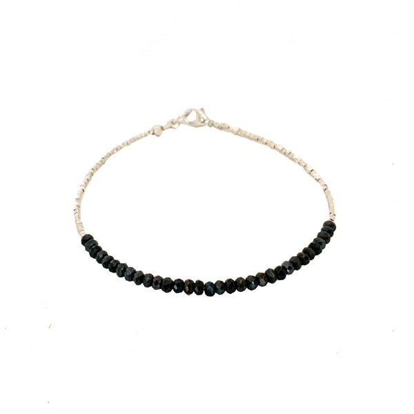 Rhodonite Gemstone Hearts and black Spinel Bracelet – LDE Affinity Jewelry