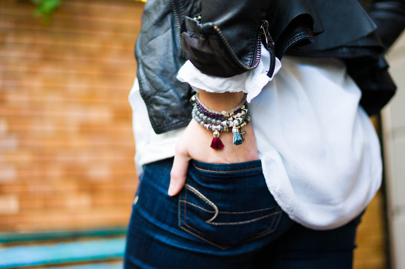 Burma Jade Bracelet with Tassel - Vivien Frank Designs
