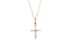 14k solid Gold diamond Cross pendant - Vivien Frank Designs