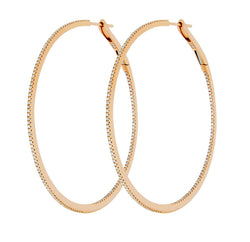 Diamond Hoop Earrings 18k Rose Gold Front to Back 40mm - Vivien Frank Designs
