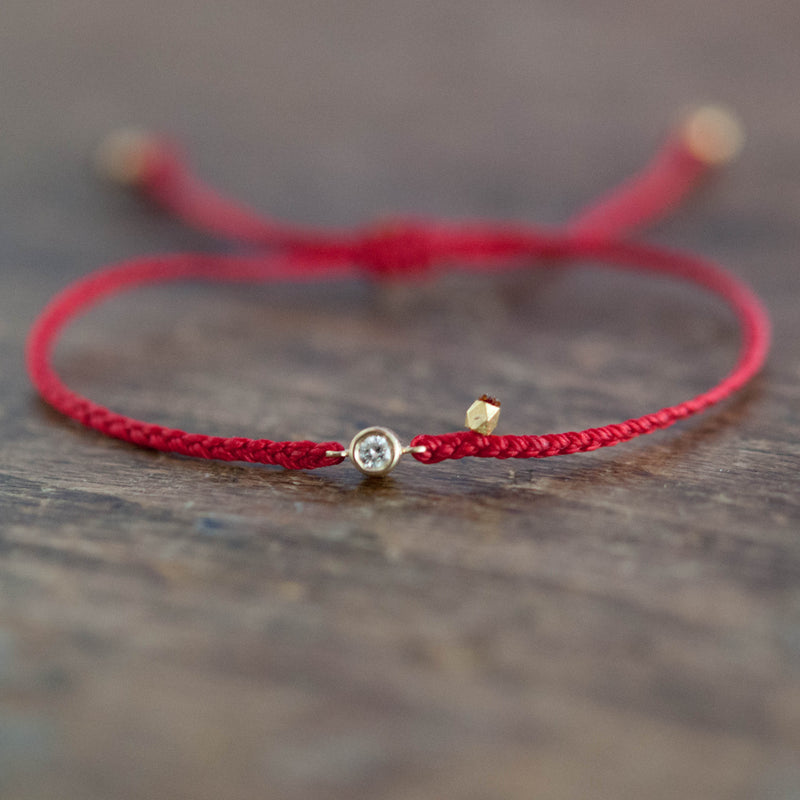 Braided Diamond Friendship Bracelet -Red String – Vivien Frank Designs