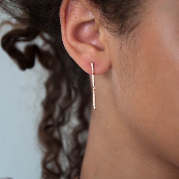 Diamond Bar Drop Earrings - Vivien Frank Designs