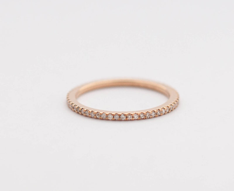 White Diamond Eternity Band in 18k Rose Gold - Vivien Frank Designs