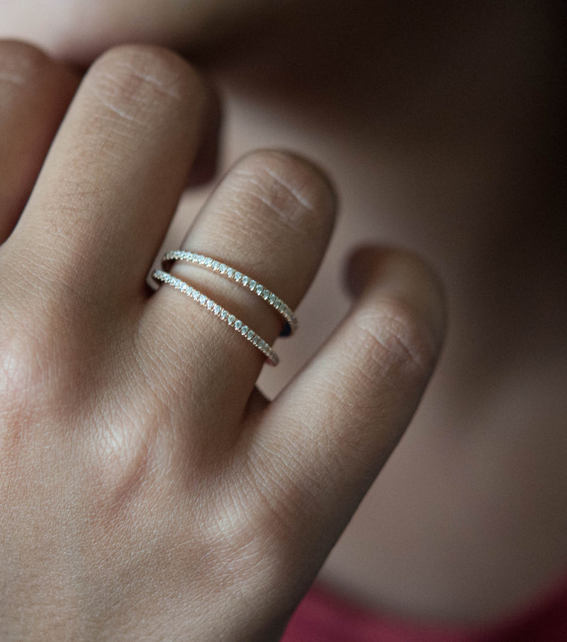 White Diamond Eternity Band in 18k Rose Gold - Vivien Frank Designs