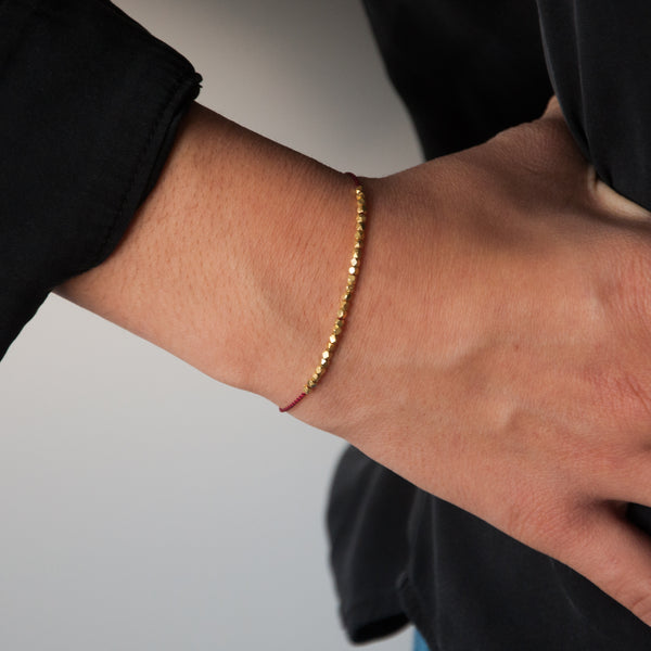 14k solid gold friendship bracelet - Vivien Frank Designs